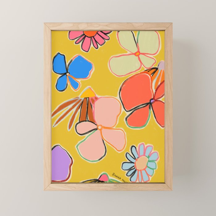 VINTAGE GARDEN YELLOW Mini Art Print Gallery Image 1
