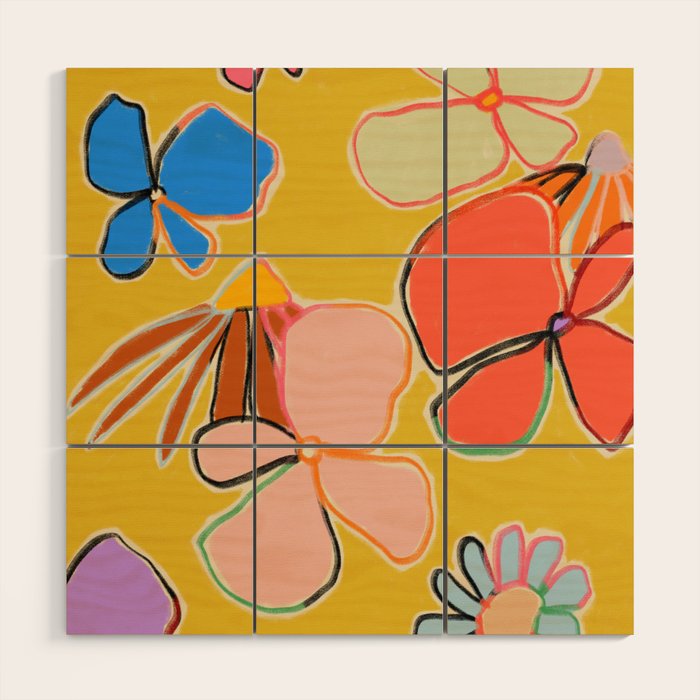 VINTAGE GARDEN YELLOW Wood Wall Art Gallery Image 1