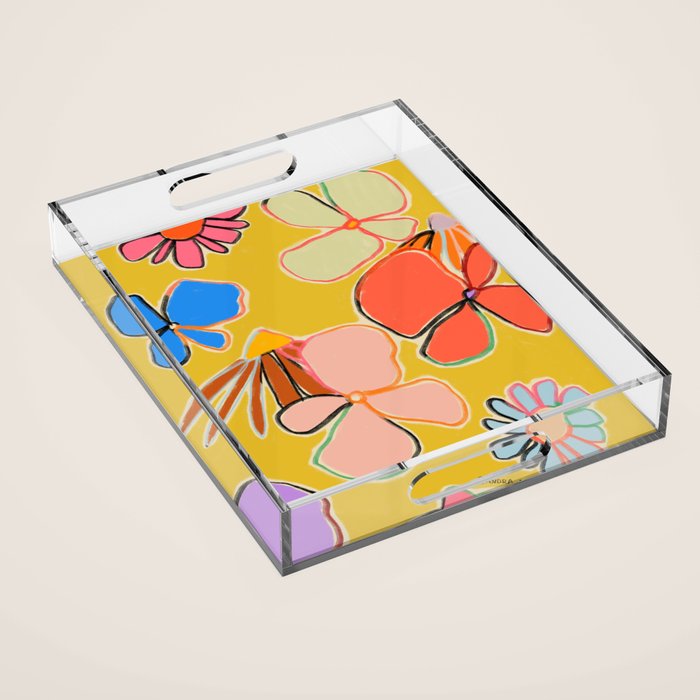 VINTAGE GARDEN YELLOW Acrylic Tray Gallery Image 1