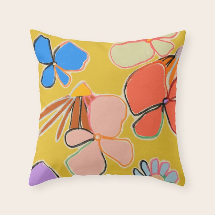 VINTAGE GARDEN YELLOW Throw Pillow Gallery Image 1