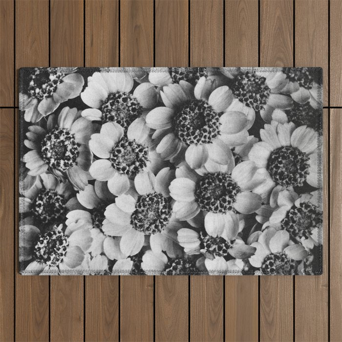 Yarrow flower blossoms vintage black and white photograph by Karl Blossfeldt   Outdoor Rug Gallery Image 1