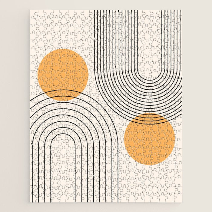 Mid Century Modern Geometric 70 (Rainbow and Sun Abstraction) Jigsaw Puzzle Gallery Image 1