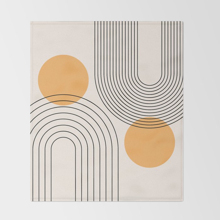 Mid Century Modern Geometric 70 (Rainbow and Sun Abstraction) Throw Blanket Gallery Image 2