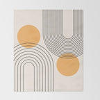 Mid Century Modern Geometric 70 (Rainbow and Sun Abstraction) Throw Blanket Gallery Image 2