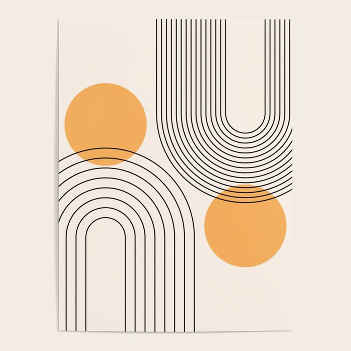 Mid Century Modern Geometric 70 (Rainbow and Sun Abstraction) Poster Gallery Image 4