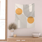 Mid Century Modern Geometric 70 (Rainbow and Sun Abstraction) Wall Tapestry Gallery Image 2