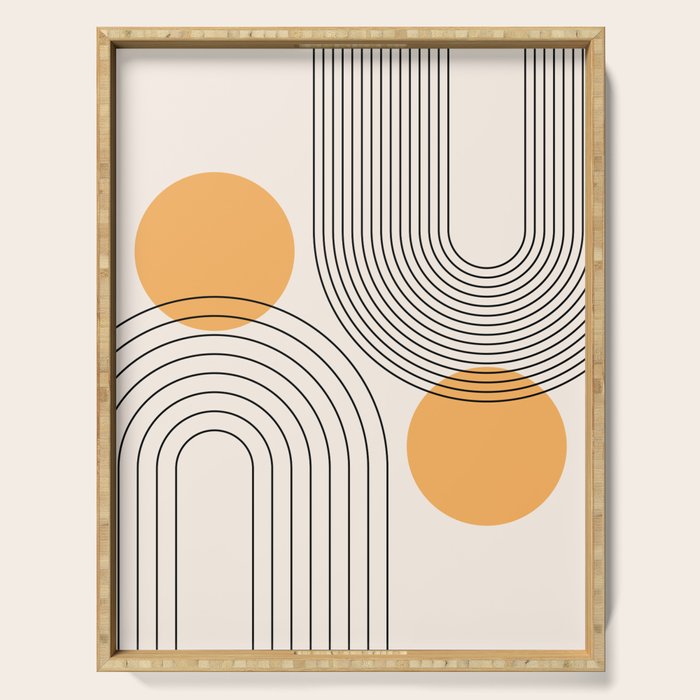Mid Century Modern Geometric 70 (Rainbow and Sun Abstraction) Serving Tray Gallery Image 1