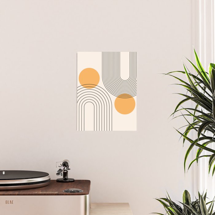 Mid Century Modern Geometric 70 (Rainbow and Sun Abstraction) Poster Gallery Image 2