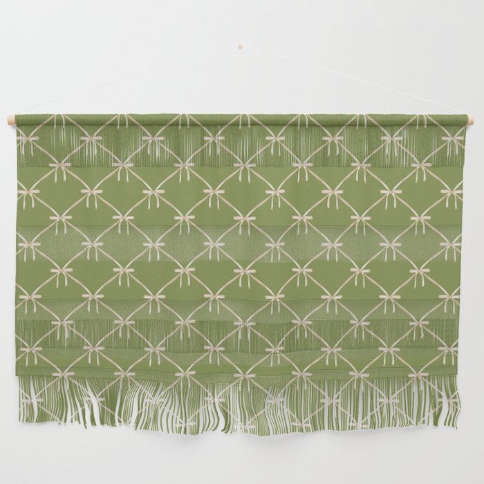 Bows & Ribbons Pattern XXIII Olive Green Wall Hanging Gallery Image 1