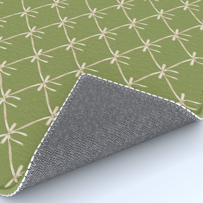 Bows & Ribbons Pattern XXIII Olive Green Rug Gallery Image 4
