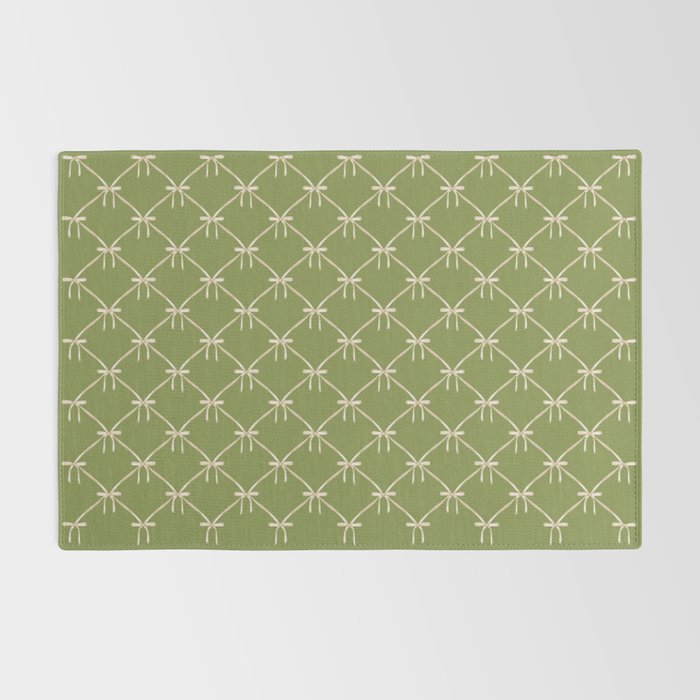 Bows & Ribbons Pattern XXIII Olive Green Rug Gallery Image 2