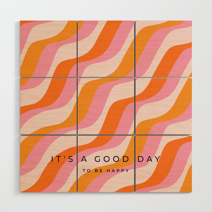 Zebra Stripes Abstract Lines Sunshine Retro Colorful Pink Orange Colors Boho Swirl Modern Pattern Wood Wall Art Gallery Image 1