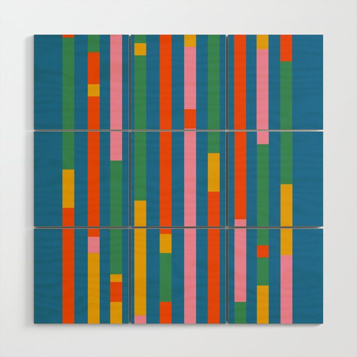 Modular Stripes Colorful Modern Minimalist Pop Abstract Wood Wall Art Gallery Image 1
