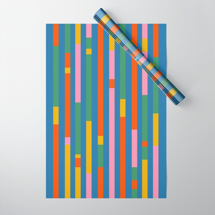 Modular Stripes Colorful Modern Minimalist Pop Abstract Wrapping Paper Gallery Image 1