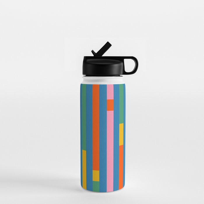 Modular Stripes Colorful Modern Minimalist Pop Abstract Water Bottle Gallery Image 1