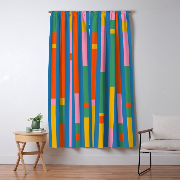 Modular Stripes Colorful Modern Minimalist Pop Abstract Window Curtain Gallery Image 5