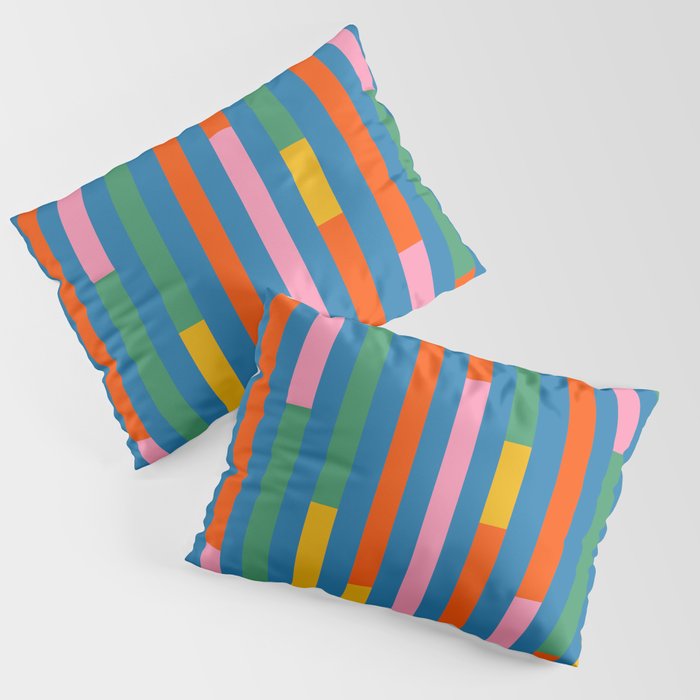 Modular Stripes Colorful Modern Minimalist Pop Abstract Pillow Sham Gallery Image 1