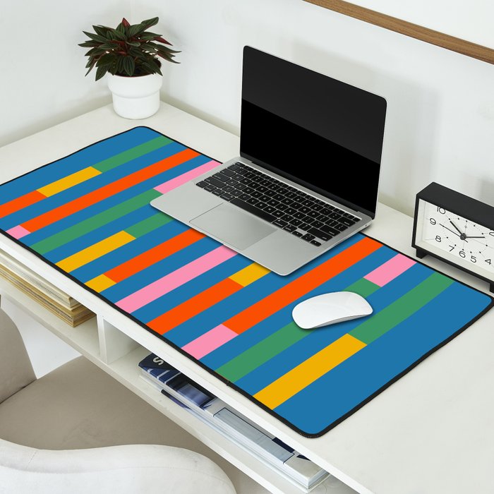 Modular Stripes Colorful Modern Minimalist Pop Abstract Desk Mat Gallery Image 2
