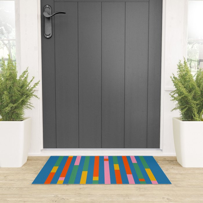 Modular Stripes Colorful Modern Minimalist Pop Abstract Welcome Mat Gallery Image 3
