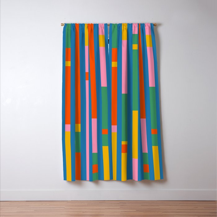 Modular Stripes Colorful Modern Minimalist Pop Abstract Window Curtain Gallery Image 3