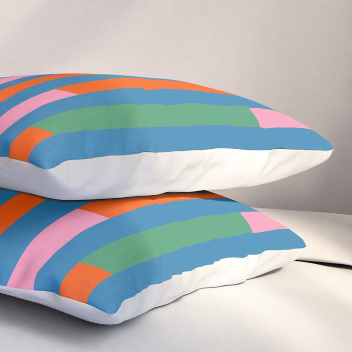 Modular Stripes Colorful Modern Minimalist Pop Abstract Pillow Sham Gallery Image 3