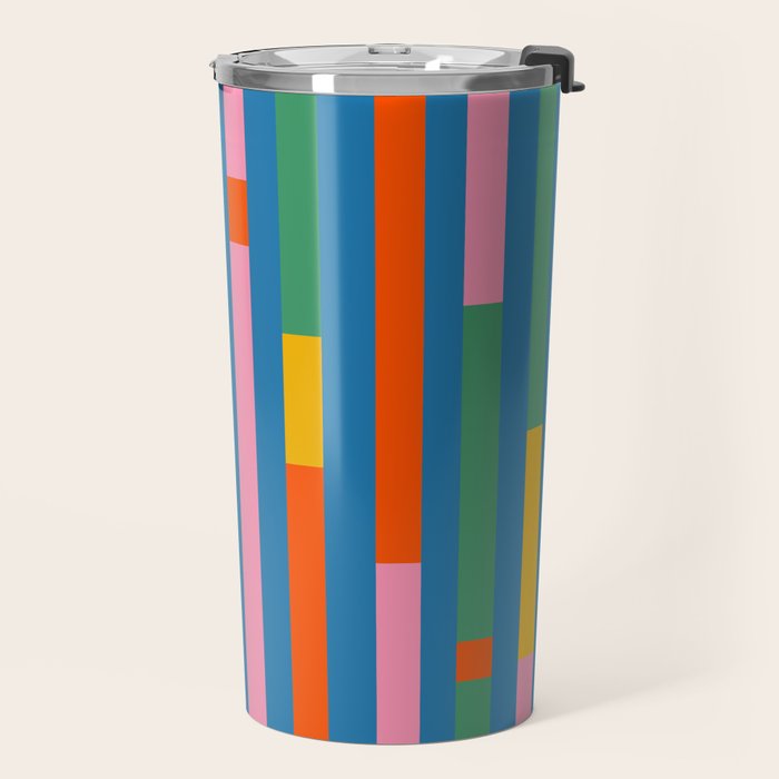 Modular Stripes Colorful Modern Minimalist Pop Abstract Travel Mug Gallery Image 2