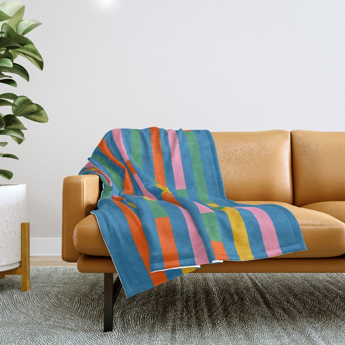 Modular Stripes Colorful Modern Minimalist Pop Abstract Throw Blanket Gallery Image 1