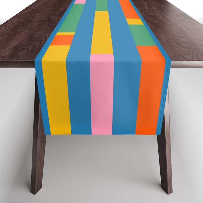 Modular Stripes Colorful Modern Minimalist Pop Abstract Table Runner Gallery Image 1