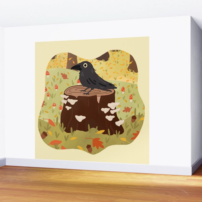 Woodland Crow Wall Mural Gallery Image 2