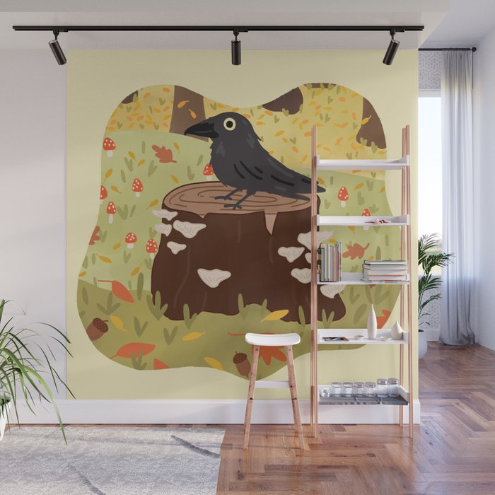 Woodland Crow Wall Mural Gallery Image 1