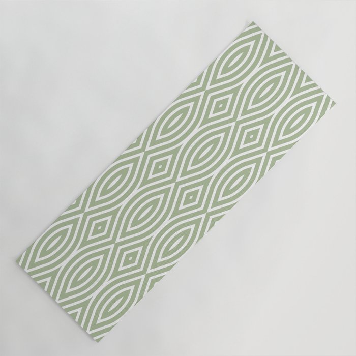 Decorative Boho Geo Pattern, Sage Green and White Yoga Mat Gallery Image 1