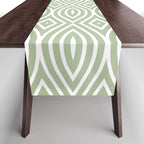 Decorative Boho Geo Pattern, Sage Green and White Table Runner Gallery Image 1