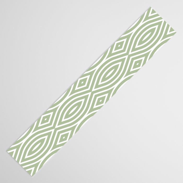 Decorative Boho Geo Pattern, Sage Green and White Table Runner Gallery Image 3