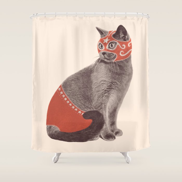 Cat Wrestler Shower Curtain Gallery Image 1
