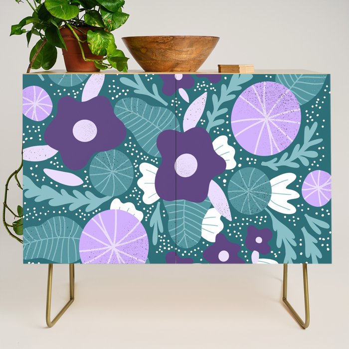 Violet and purple flowers Credenza Gallery Image 1