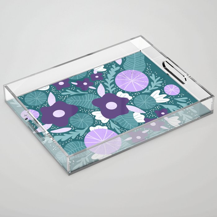 Violet and purple flowers Acrylic Tray Gallery Image 1