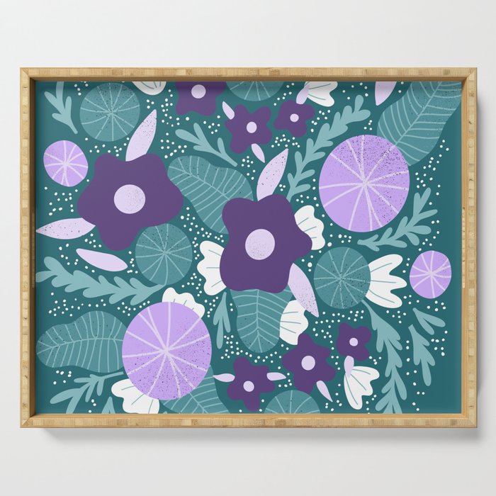 Violet and purple flowers Serving Tray Gallery Image 1