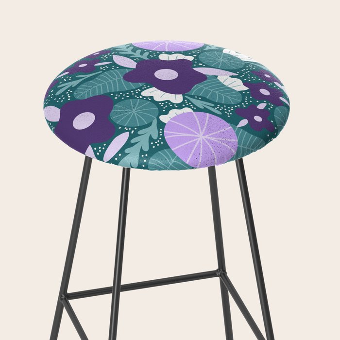 Violet and purple flowers Stool Gallery Image 2