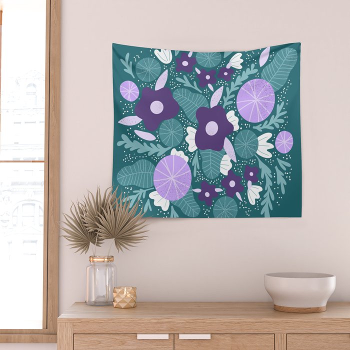 Violet and purple flowers Wall Tapestry Gallery Image 2