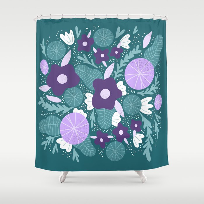 Violet and purple flowers Shower Curtain Gallery Image 1