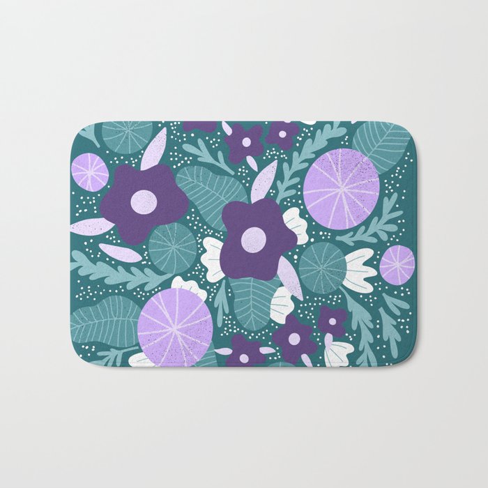 Violet and purple flowers Bath Mat Gallery Image 1