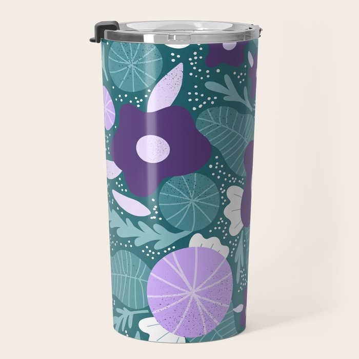 Violet and purple flowers Travel Mug Gallery Image 3