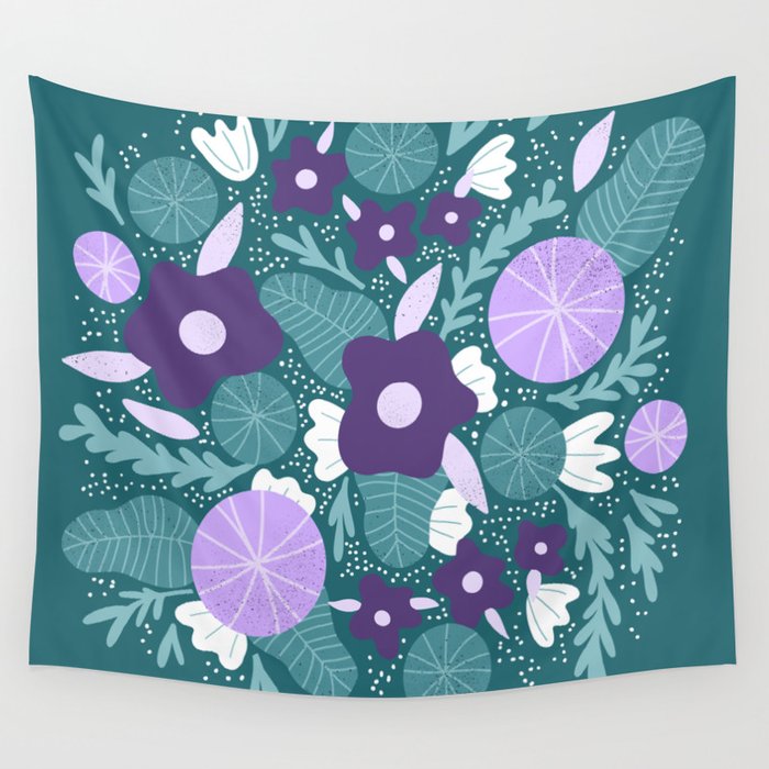 Violet and purple flowers Wall Tapestry Gallery Image 1