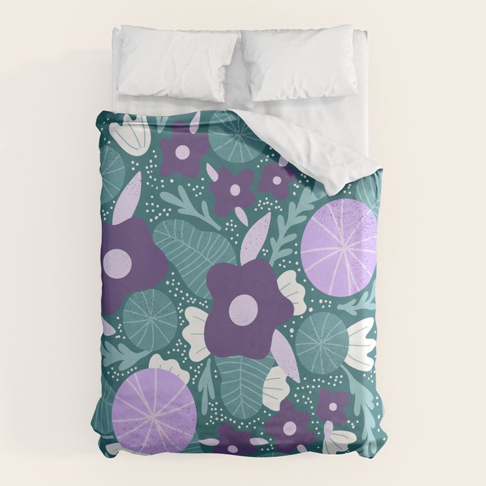 Violet and purple flowers Duvet Cover