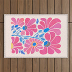 Pink Wildflowers - Floral Illustration Outdoor Rug Gallery Image 1