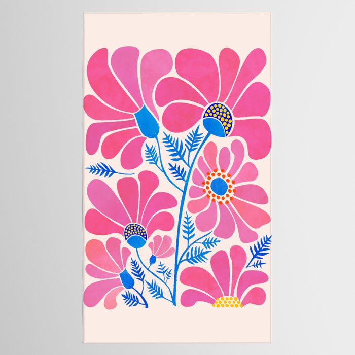 Pink Wildflowers - Floral Illustration Tablecloth Gallery Image 2