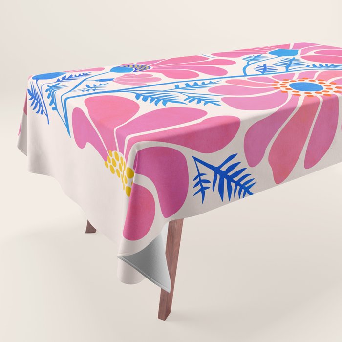 Pink Wildflowers - Floral Illustration Tablecloth Gallery Image 1