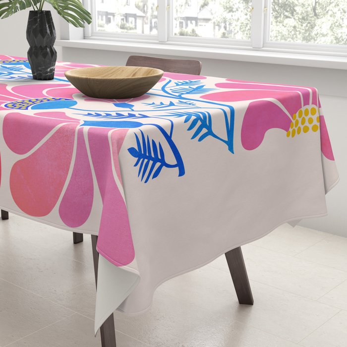 Pink Wildflowers - Floral Illustration Tablecloth Gallery Image 3