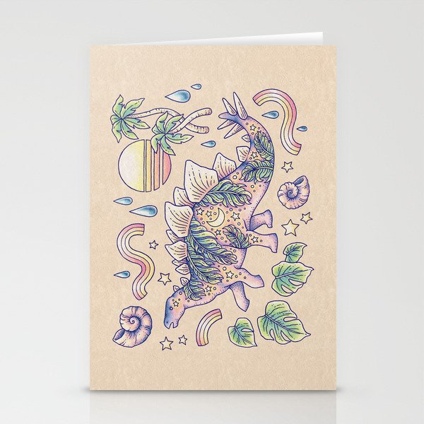  Jurassic Days, Jurassic Nights: Stegosaurus | Dinosaur Tropical Art Stationery Card Gallery Image 2