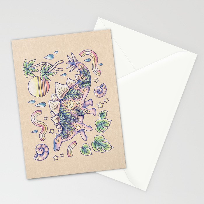  Jurassic Days, Jurassic Nights: Stegosaurus | Dinosaur Tropical Art Stationery Card Gallery Image 2